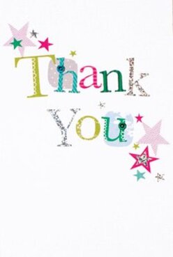 This joyful thank you card bursts with color and festive detail, reminiscent of Hackney Wick's vibrant markets and creative workshops. The central 'Thank You' is stitched across the front in a tapestry of unique letters-bold in hue, each one sprinkled with its own pattern or glint of silver, a nod to the mixing of styles that defines the area's art scene. Dancing stars in magenta, gold, and teal evoke the sparkle of evening festivals along the canal, their placement just scattered enough to feel spontaneous yet intentional. The richly textured print invites you to run your hand over it, as if feeling the curl of a fresh petal from a Hackney Wick Florist bouquet. Against the pure white background, each joyful accent sparkles with authenticity. This design, whether paired with a mixed bouquet for a friend or a celebration arrangement delivered to Fish Island, perfectly reflects the warmth, craftsmanship, and creative delight that define gratitude in Hackney Wick.